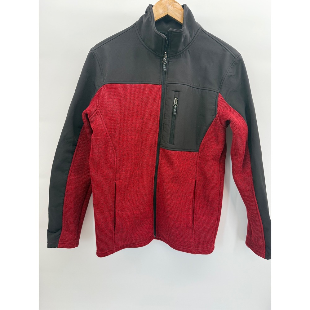 Swiss+Tech Men's Red Black Softshell Jacket Full Zip Pockets Size S